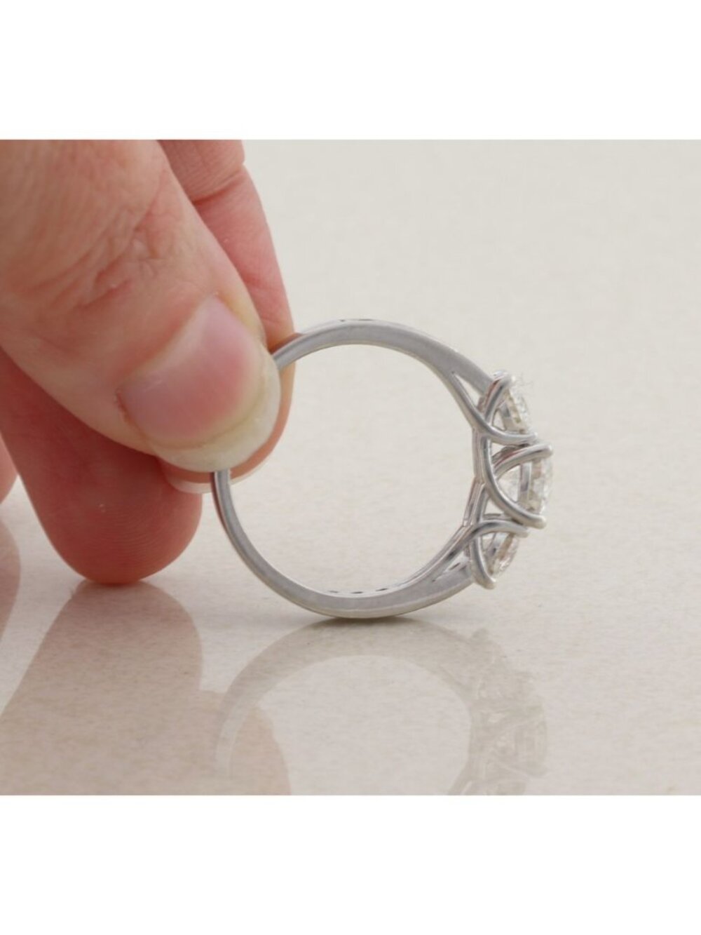 Sterling Silver Lab Created Moissanite Ring Sparkly 8 1/4 Engagement Ring - Picture 7 of 9